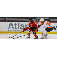 Binghamton Devils center Mason Jobst (left) vs. the Lehigh Valley Phantoms
