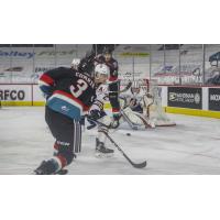 Kelowna Rockets defenseman Sean Comrie vs. the Kamloops Blazers