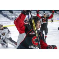 Koehn Ziemmer celebrates a goal for the Prince George Cougars vs. the Vancouver Giants