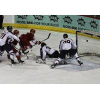 Brett Neumann of the Allen Americans scores the overtime winner against the Tulsa Oilers