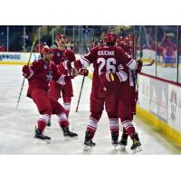 Allen Americans celebrate a Corey Mackin goal