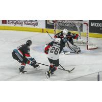 Prince George Cougars centre Kyren Gronick vs. the Kelowna Rockets
