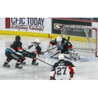 Prince George Cougars defenseman Ethan Samson with a scoring chance vs. the Kelowna Rockets