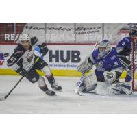 Vancouver Giants centre Justin Sourdif (left) vs. the Victoria Royals