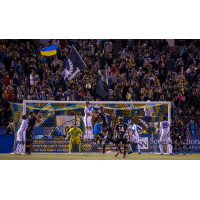 Las Vegas Lights FC in action in front of a big crowd