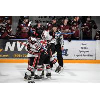 Aberdeen Wings celebrate a goal against Minot