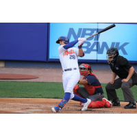 J.D. Davis of the Syracuse Mets with a big swing