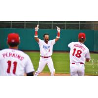 Jonathan Guzman reacts after his walk-off hit lifts the Jersey Shore BlueClaws