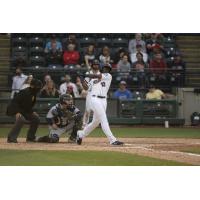 Tacoma Rainiers outfielder Taylor Trammell takes a big swing