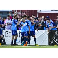 Forward Madison FC celebrates Justin Sukow's goal vs. Union Omaha