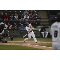 Sam Travis at bat for the Tacoma Rainiers