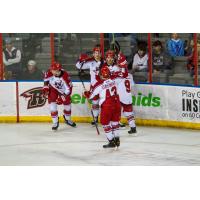 Allen Americans celebrate a Spencer Asuchak goal
