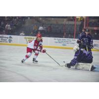 Chad Butcher of the Allen Americans looks to score against the Rapid City Rush