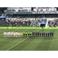 North Carolina Courage lineup with Racing Louisville FC