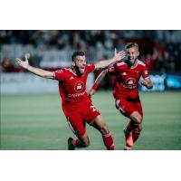 Joey Calistri of Phoenix Rising FC celebrates the tying goal against San Diego Loyal SC