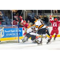 Allen Americans react after a goal against the Fort Wayne Komets