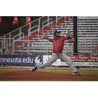 Kansas City Monarchs pitcher Keyvius Sampson delivers against Fargo-Moorhead at Newman Outdoor Stadium