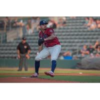 Nick Traveiso of the Kansas City Monarchs delivers a pitch against Cleburne