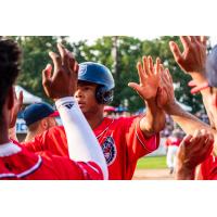 Andrew Pinckney receives congratulations from his St. Cloud Rox teammates