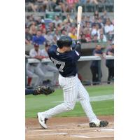 Clint Frazier takes a big swing for the Somerset Patriots