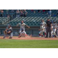 Kevin Santa scores the winning run for the Kansas City Monarchs against the Milwaukee Milkmen