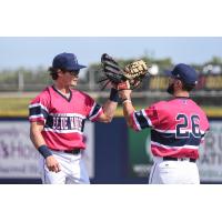 Griffin Conine and Chris Chinea of the Pensacola Blue Wahoos