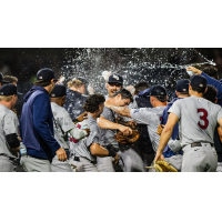 Scranton/Wilkes-Barre RailRiders pitcher Sean Boyle is mobbed after his no-hitter