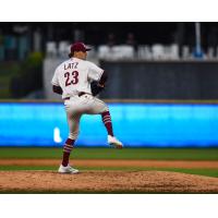 Jake Latz pitching for the Frisco RoughRiders