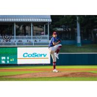 Jake Latz pitching for the Frisco RoughRiders