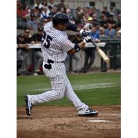 Gleyber Torres takes a big swing for the Somerset Patriots