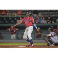 Gaby Guerrero of the Kansas City Monarchs hits a home run