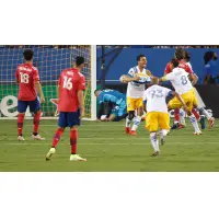 The San Jose Earthquakes celebrate the match's opening goal in the sixth minute