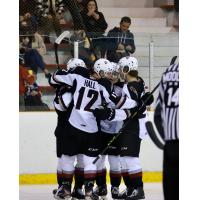 Vancouver Giants celebrate a goal against the Prince George Cougars