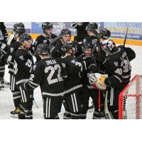 St. Cloud Norsemen celebrate a win against the Aberdeen Wings