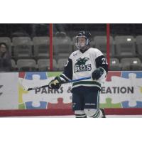 North Iowa Bulls forward Hunter Bulger catches his breath between plays