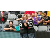 Louisville City FC celebrates a goal