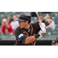 Ramon Flores at bat for the Long Island Ducks