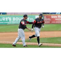 L.J. Mazzilli of the Long Island Ducks rounds the bases