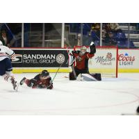 Vancouver Giants goaltender Jesper Vikman vs. the Kamloops Blazers