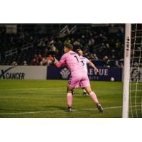 Forward Madison FC goalkeeper Phil Breno vs. Union Omaha