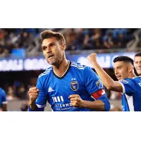 Chris Wondolowski of the San Jose Earthquakes celebrates his 169th MLS goal, extending his own league record