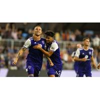 Louisville City FC celebrates a goal