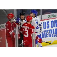 Allen Americans and Wichita Thunder exchange pleasantries