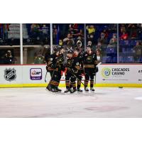 Vancouver Giants celebrate a goal against the Prince George Cougars