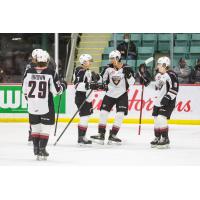 Vancouver Giants celebrate a goal against the Prince George Cougars