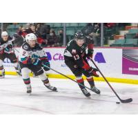 Prince George Cougars centre Koehn Ziemmer vs. the Kelowna Rockets