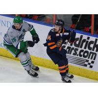 Forward Gavin Gould (right) with the Greenville Swamp Rabbits