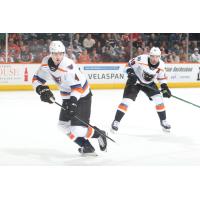 Lehigh Valley Phantoms defenseman Egor Zamula (left)