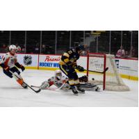 Erie Otters right wing Daniel D'Amato scores against the Flint Firebirds