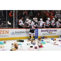 Lehigh Valley Phantoms celebrate the Teddy Bear Toss goal